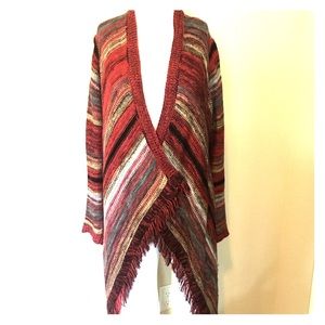 Sweater Cardigan with Fringe L
